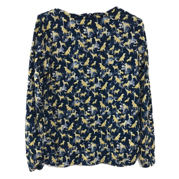 Sundance Dark Teal/Yellow Dog Print Knit Top Long Sleeve - Picture 4 of 6
